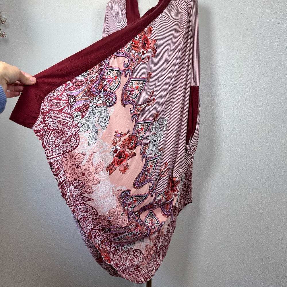Soma Intimates Mixed Print Kimono Wrap Floral & Striped indie festival lounge - Picture 6 of 12